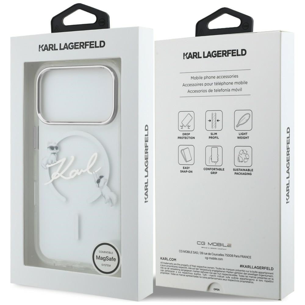 Karl Lagerfeld iPhone 18 Pro Max / iPhone 17 Pro Max - Σκληρή Θήκη με Πλαίσιο Σιλικόνης και MagSafe - Script Logo - Clear