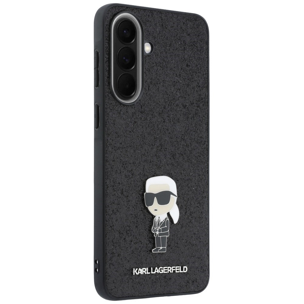 Karl Lagerfeld Samsung Galaxy A57 5G - Fixed Glitter Ikonik Logo Metal Pin - Σκληρή Θήκη με Πλαίσιο Σιλικόνης - Black
