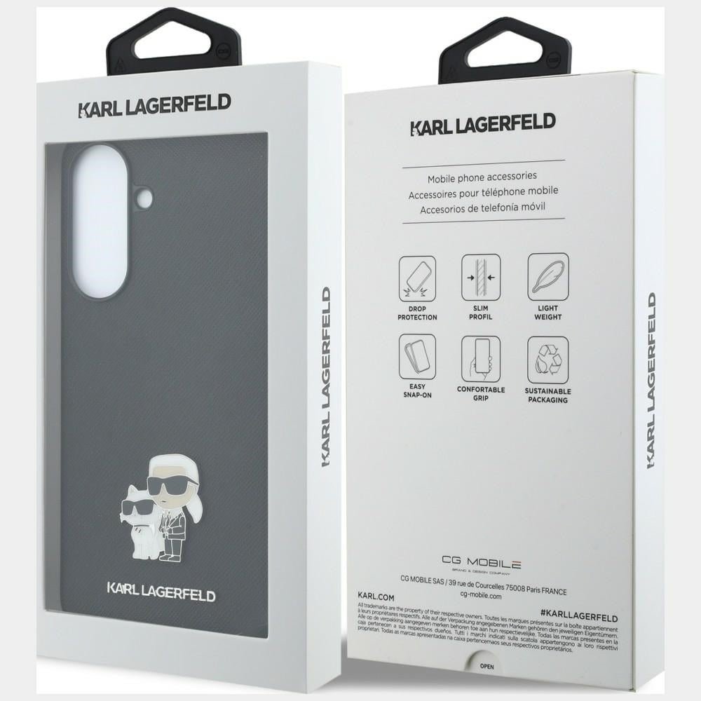 Karl Lagerfeld Samsung Galaxy A57 5G - Σκληρή Θήκη με Επένδυση Συνθετικού Δέρματος - Saffiano w/ Karl and Choupette Metal Logo - Black