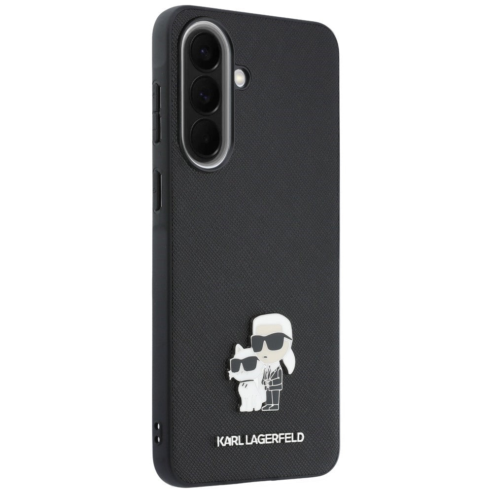 Karl Lagerfeld Samsung Galaxy A57 5G - Σκληρή Θήκη με Επένδυση Συνθετικού Δέρματος - Saffiano w/ Karl and Choupette Metal Logo - Black