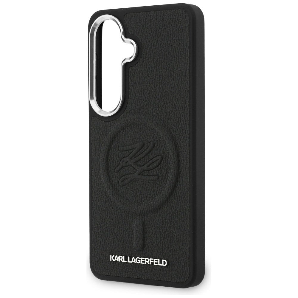 Karl Lagerfeld Samsung Galaxy S26 Plus - Σκληρή Θήκη με Επένδυση Οικολογικού Δέρματος και MagSafe - Embossed Ring Initial and Metal Logo - Black