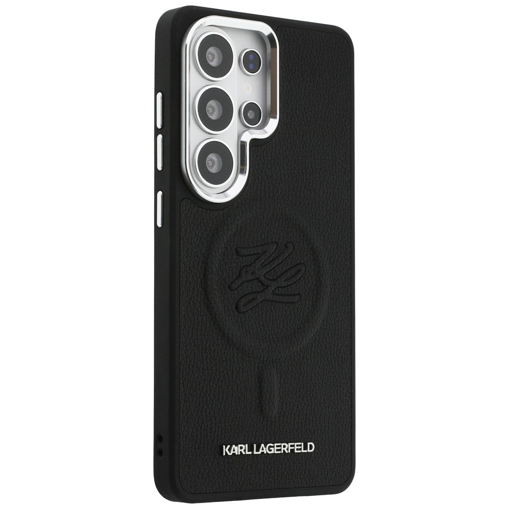 Karl Lagerfeld Samsung Galaxy S26 Ultra - Σκληρή Θήκη με Επένδυση Οικολογικού Δέρματος και MagSafe - Embossed Ring Initial and Metal Logo - Black