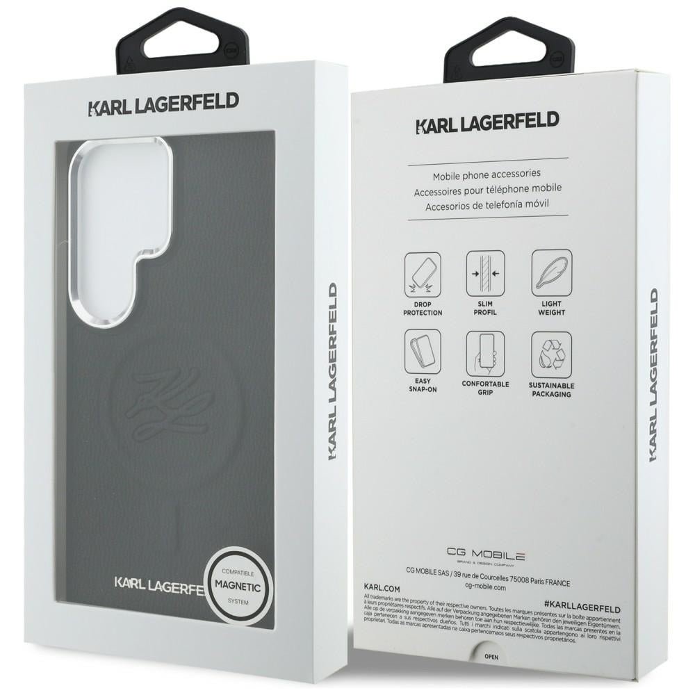 Karl Lagerfeld Samsung Galaxy S26 Ultra - Σκληρή Θήκη με Επένδυση Οικολογικού Δέρματος και MagSafe - Embossed Ring Initial and Metal Logo - Black