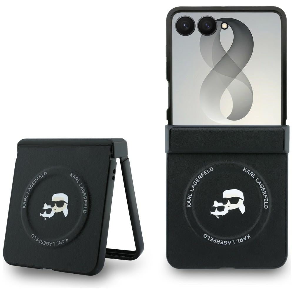 Karl Lagerfeld Samsung Galaxy Z Flip8 - Σκληρή Θήκη MagSafe με Επένδυση Συνθετικού Δέρματος - Karl and Choupette Pins MagSafe - Black