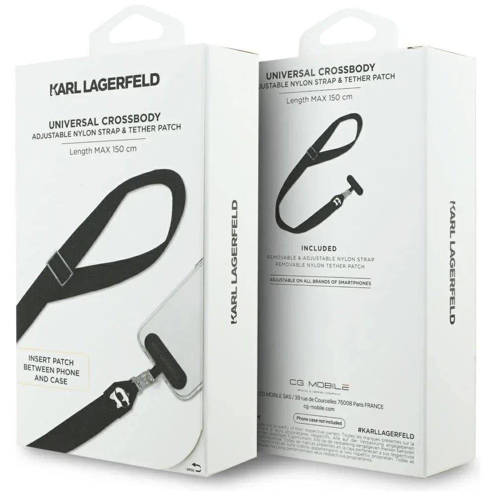 Karl Lagerfeld Tether Patch Choupette Metal Logo - Universal Λουράκι για Θήκη Κινητού - Black