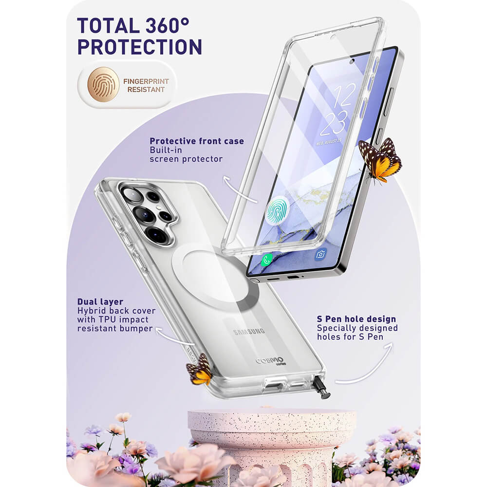 i - Blason Samsung Galaxy S25 Ultra Cosmo Mag Σκληρή Θήκη με Προστασία Οθόνης και Magsafe - Διάφανη
