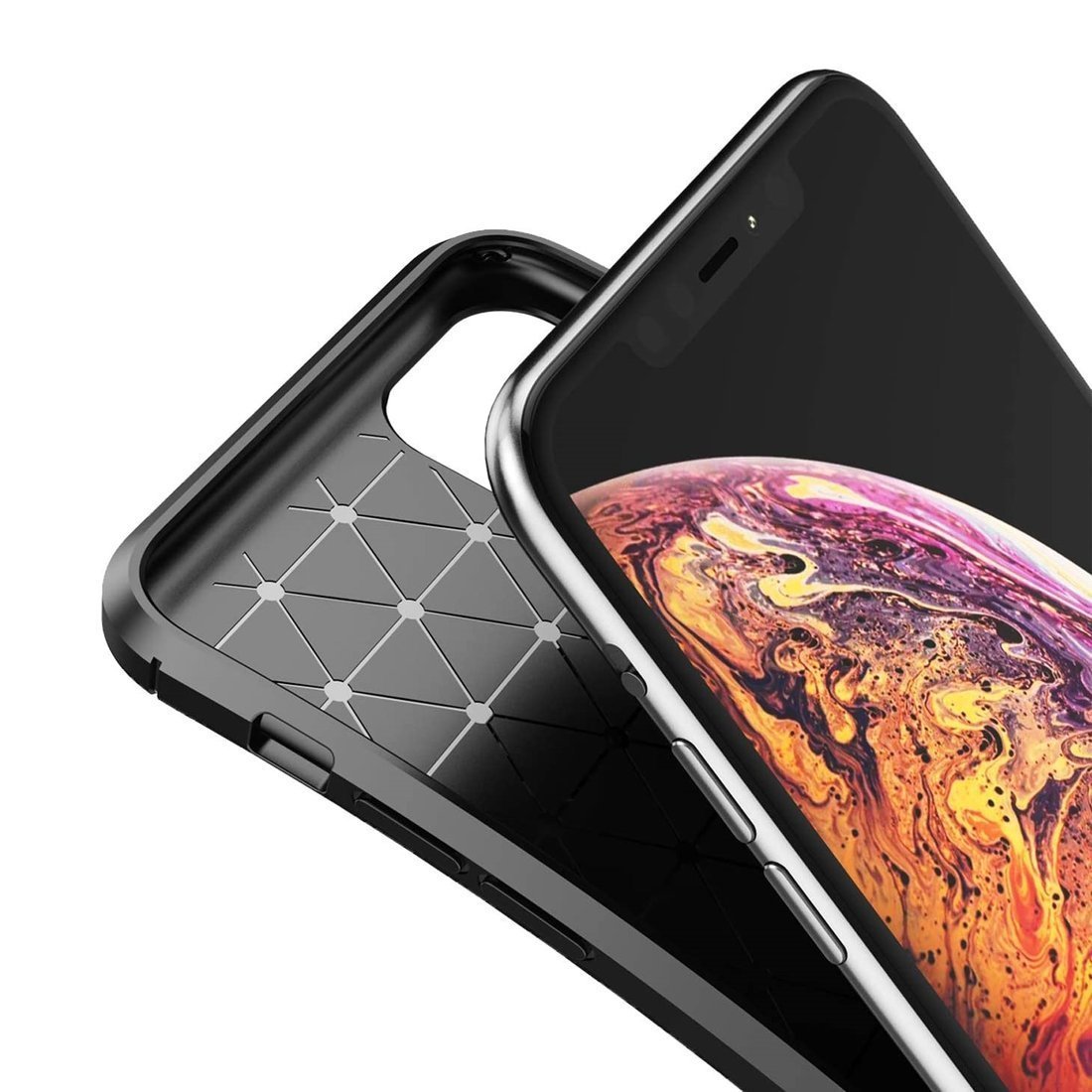 OEM iPhone 12 / iPhone 12 Pro Θήκη Σιλικόνης TPU Beatles Carbon Fiber - Black