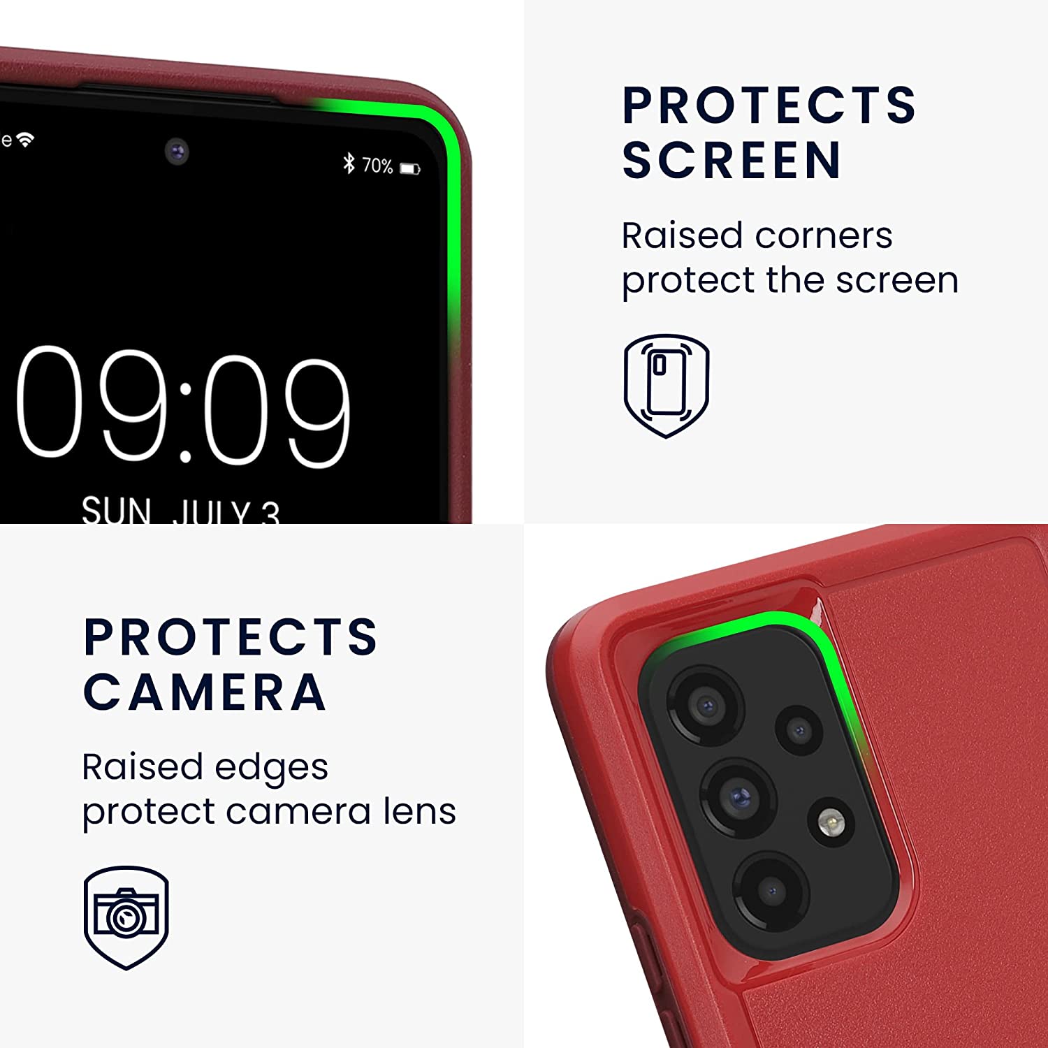 KW Samsung Galaxy A53 5G Shockproof Hybrid Σκληρή Θήκη με Πλαίσιο Σιλικόνης TPU - Dark Red - 59373.09