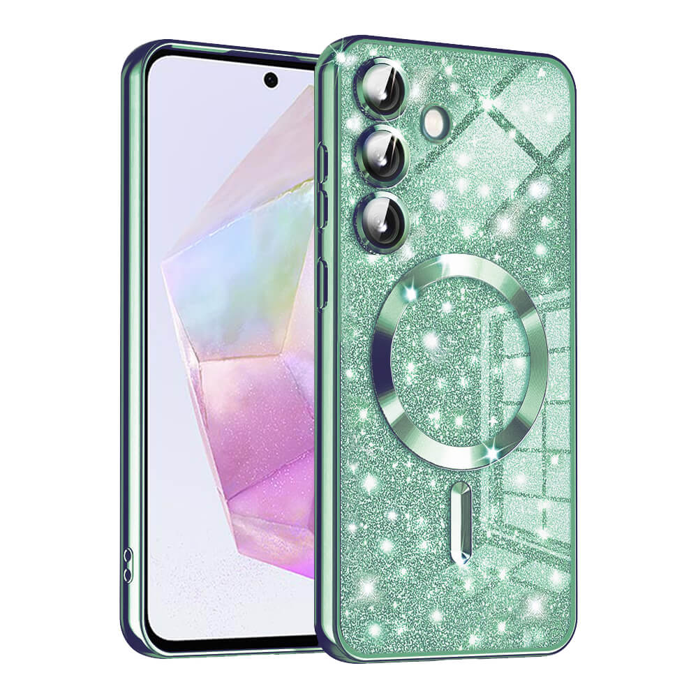 Techsuit Samsung Galaxy A35 5G - Luxury Glitter MagSafe - Θήκη Σιλικόνης - Light Green