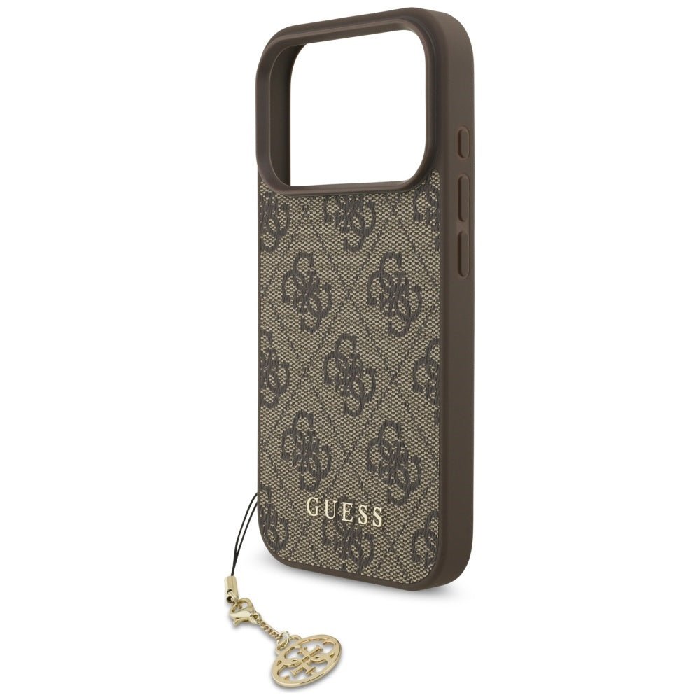 Guess iPhone 17 Pro - 4G Charms Collection MagSafe - Θήκη με Επένδυση Συνθετικού Δέρματος - Brown - GUHMP17LGF4GCW