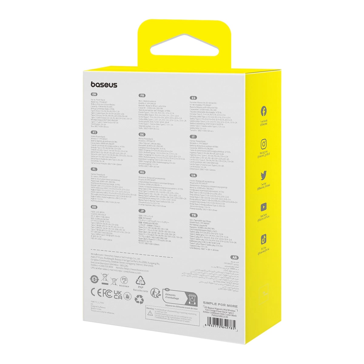 Baseus Magnetic Mini Ασύρματο MagSafe PowerBank 10000mAh 30W με Ενσωματωμένο Καλώδιο Type - C - Black