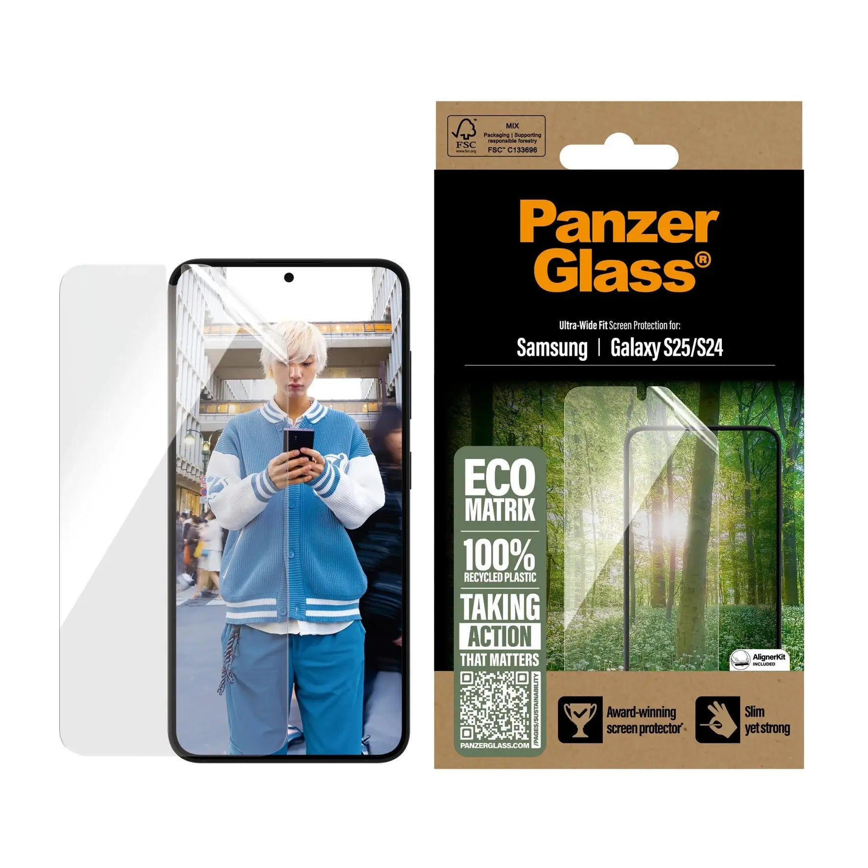 PanzerGlass Samsung Galaxy S24 / S25 Eco Matrix Ultra - Wide Fit Προστατευτική Mεμβράνη Οθόνης - Διάφανη / Black