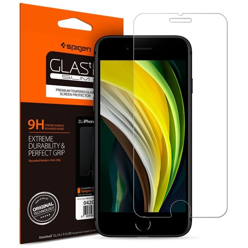 Spigen iPhone SE 2022 / SE 2020 / 7 / 8 GLAS.tR Slim Tempered Glass Αντιχαρακτικό Γυαλί Οθόνης 9H - Διάφανο