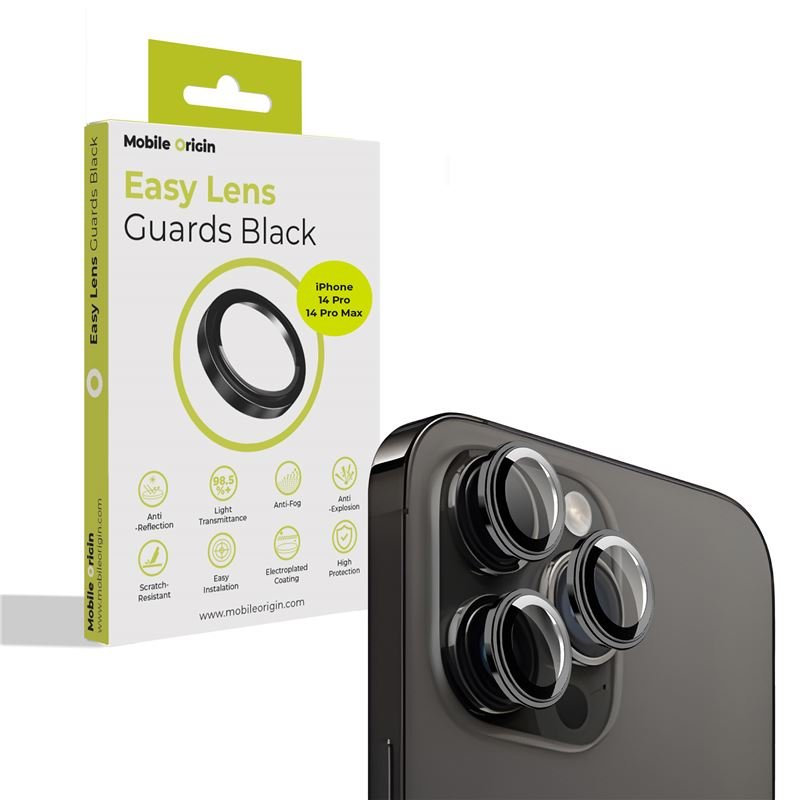 Mobile Origin Easy Lens Guards iPhone 14 Pro / iPhone 14 Pro Max - Προστασία Κάμερας - Αντιχαρακτικό Γυαλί - Black