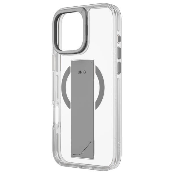 Uniq iPhone 16 Pro - Heldro Max - MagSafe Σκληρή Θήκη με Πλαίσιο Σιλικόνης και Finger Holder - Διάφανη
