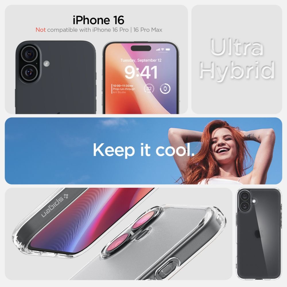Spigen iPhone 16 Ultra Hybrid Σκληρή Θήκη με Πλαίσιο Σιλικόνης - Frost Clear