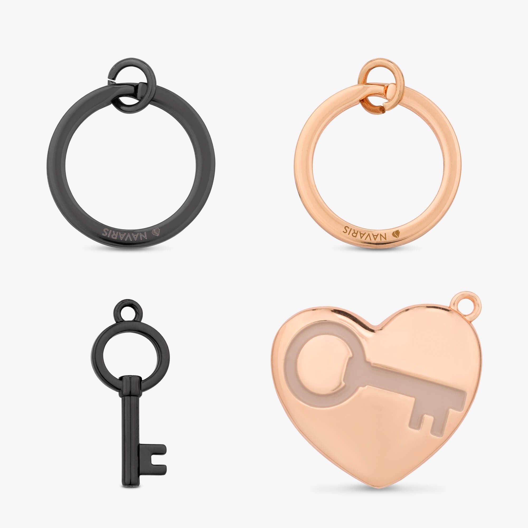 Navaris Μπρελόκ Κλειδιών - Love Key - Rose Gold / Anthracite - 55217.02