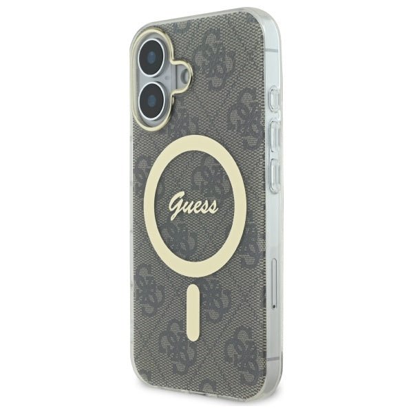 Guess iPhone 16 Plus - IML 4G MagSafe - Σκληρή Θήκη με Πλαίσιο Σιλικόνης - Brown - GUHMP16MH4STW