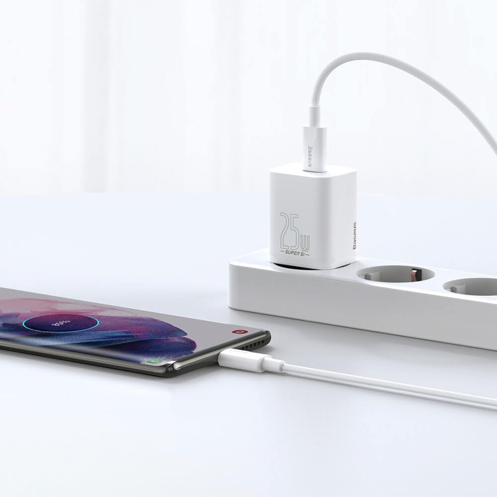 Baseus Super Si 1C Οικιακός Φορτιστής Γρήγορης Φόρτισης Type - C 25W - White - CCSP020102