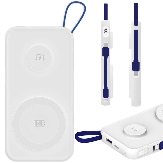 3MK PowerBank PastelUp 10000mAh 22.5W με 1 Θύρα USB / 1 Θύρα Type - C / 1 Ενσωματωμένο Καλώδιο Type - C και 1 Καλώδιο Type - C to Lightning - White