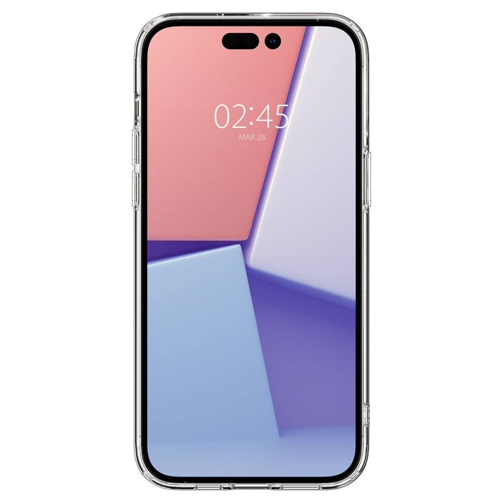 Spigen iPhone 14 Pro Max Quartz Hybrid Θήκη με Πλαίσιο Σιλικόνης και Όψη Γυαλιού Tempered Glass - Crystal Clear