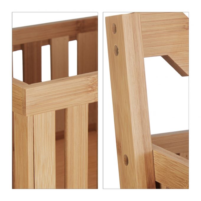 Relaxdays Ξύλινο Ράφι Μπάνιου με 3 Καλάθια - Natural - 4052025215569