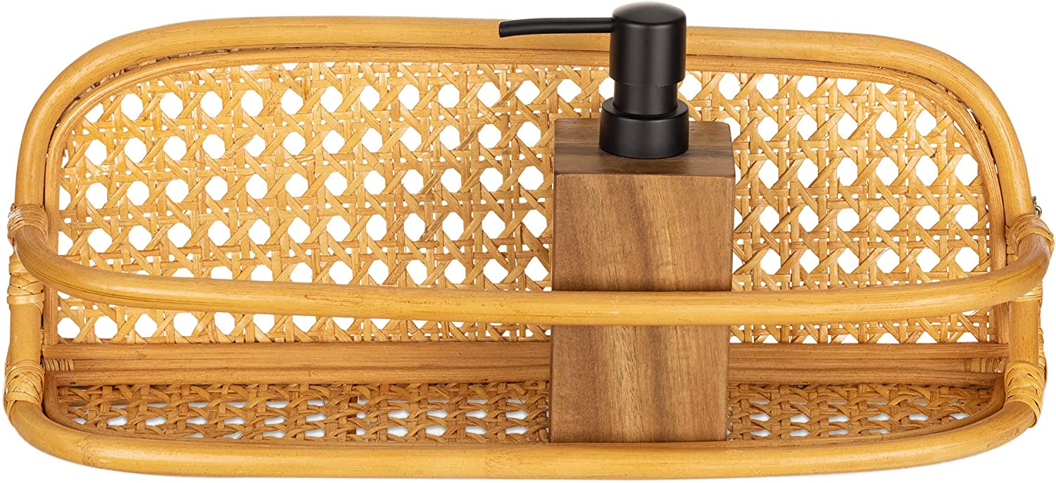 Navaris Rattan Ράφι τοίχου - 40 x 10 x 15 cm - Light Brown / Natural - 56511.01