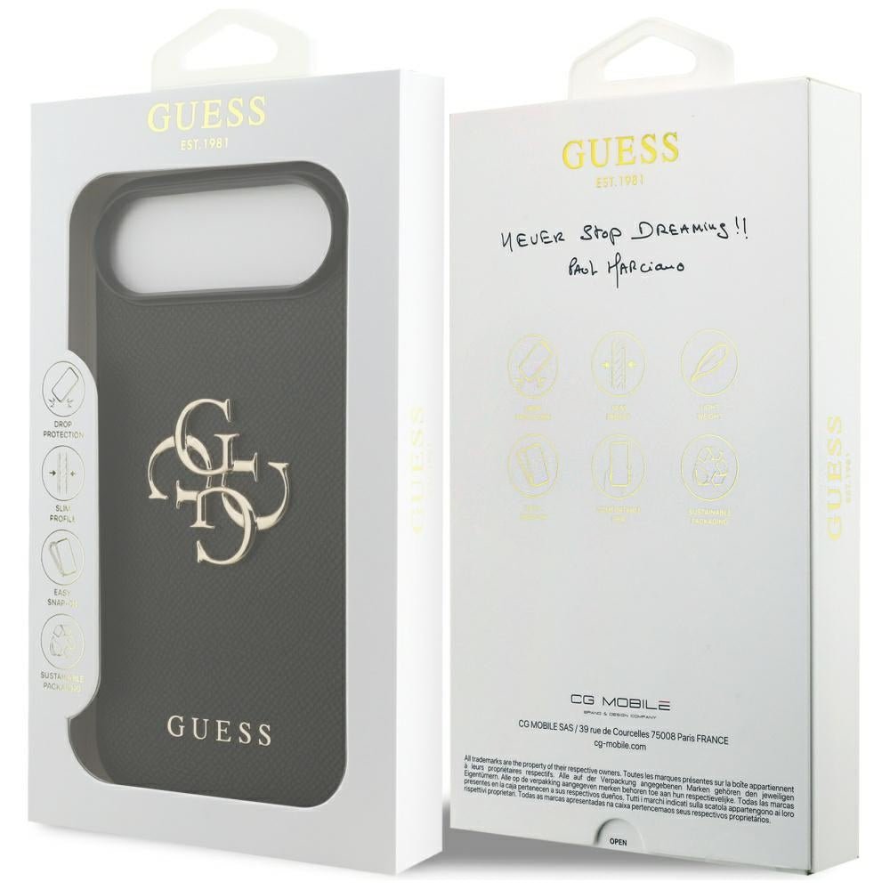 Guess iPhone Air - Grained Big 4G and Classic Logo - Σκληρή Θήκη με Επένδυση από Οικολογικό Δέρμα - Black - GUHCP17MPGT4MBK
