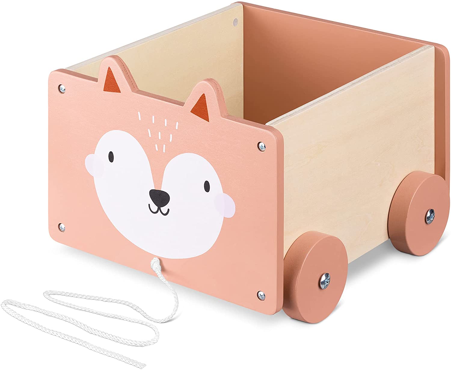 Navaris Toy Box Storage for Toys with Wheels - Παιδικό Κουτί Αποθήκευσης Παιχνιδιών με Ρόδες - Brown - 51163.05