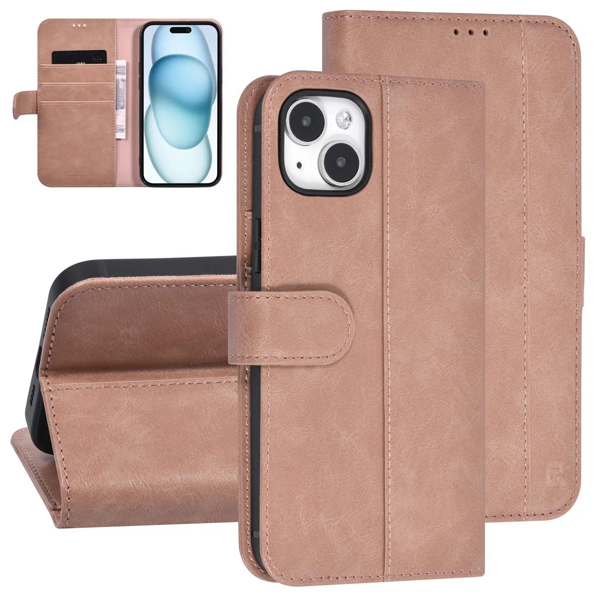 Tuniq iPhone 15 Plus / 14 Plus - Θήκη Πορτοφόλι από Δερματίνη με Stand - Ροζ
