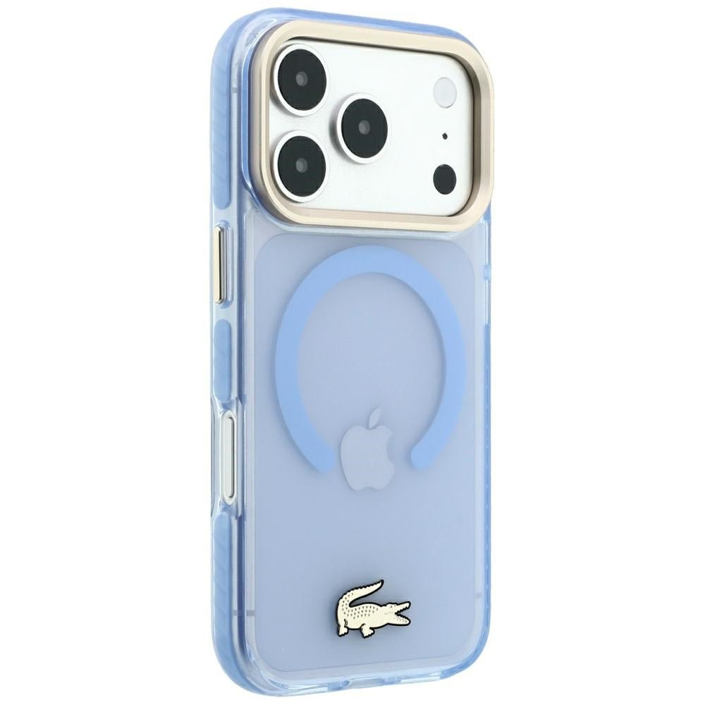 Lacoste iPhone 17 Pro / iPhone 18 Pro - Σκληρή Θήκη με Πλαίσιο Σιλικόνης - Shockproof IML Shockproof Gold Logo MagSafe - Blue