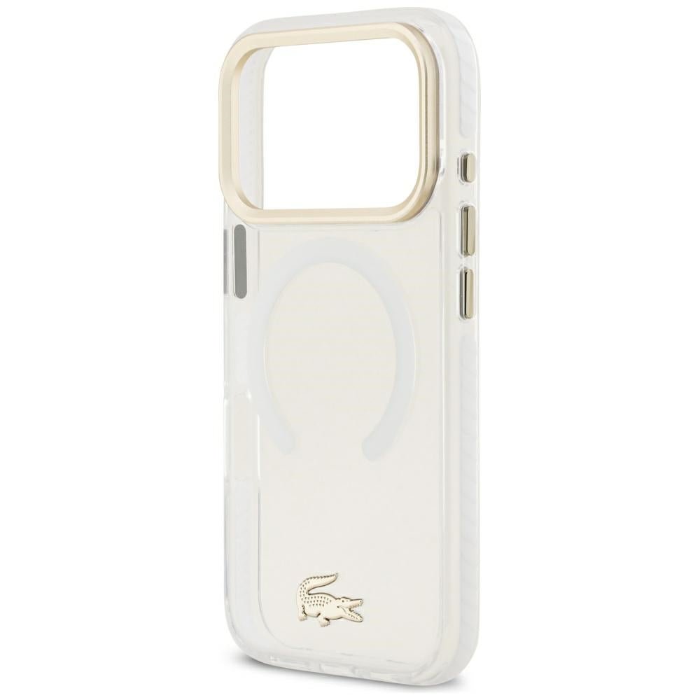 Lacoste iPhone 17 Pro / iPhone 18 Pro - Σκληρή Θήκη με Πλαίσιο Σιλικόνης - Shockproof IML Shockproof Gold Logo MagSafe - Clear