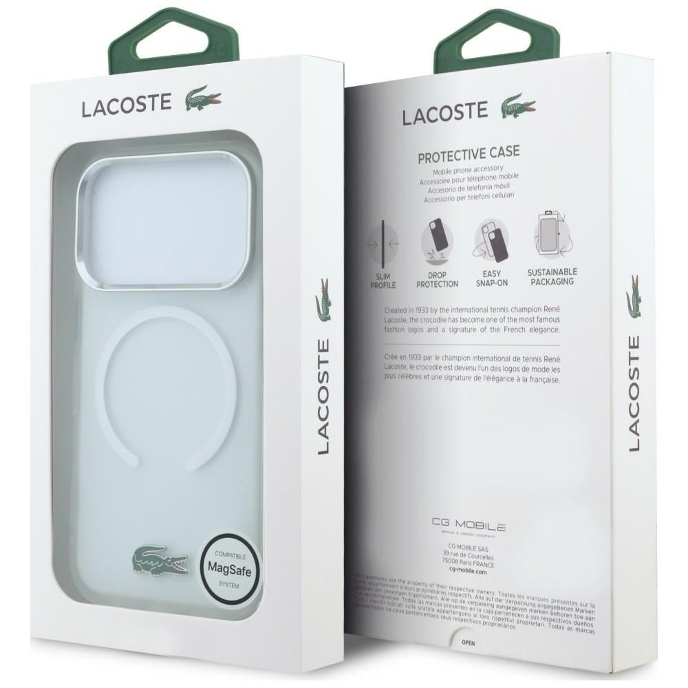 Lacoste iPhone 17 Pro Max / iPhone 18 Pro Max - Σκληρή Θήκη με Πλαίσιο Σιλικόνης - IML Frosted Laquer Logo MagSafe - Clear