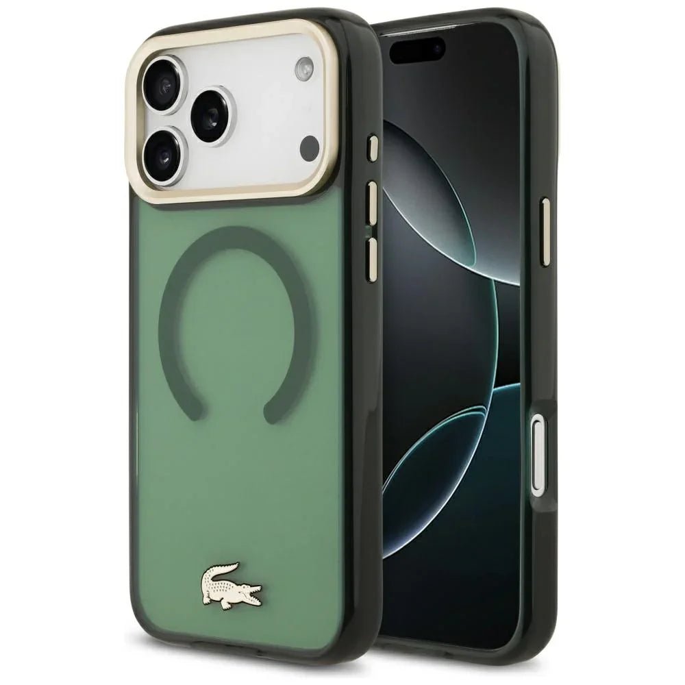 Lacoste iPhone 17 Pro Max - Shockproof Transparent Frosted Gold Logo MagSafe - Σκληρή Θήκη με Πλαίσιο Σιλικόνης - Sinople