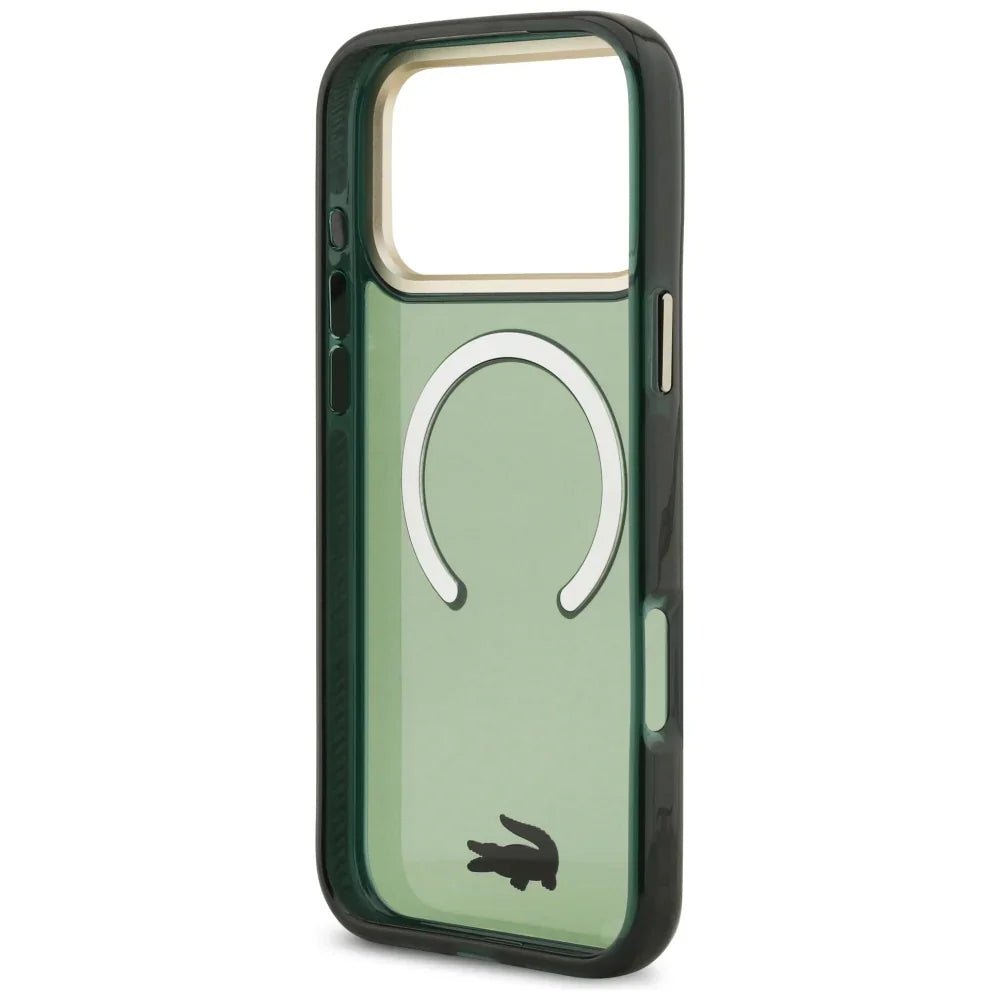 Lacoste iPhone 17 Pro Max - Shockproof Transparent Frosted Gold Logo MagSafe - Σκληρή Θήκη με Πλαίσιο Σιλικόνης - Sinople