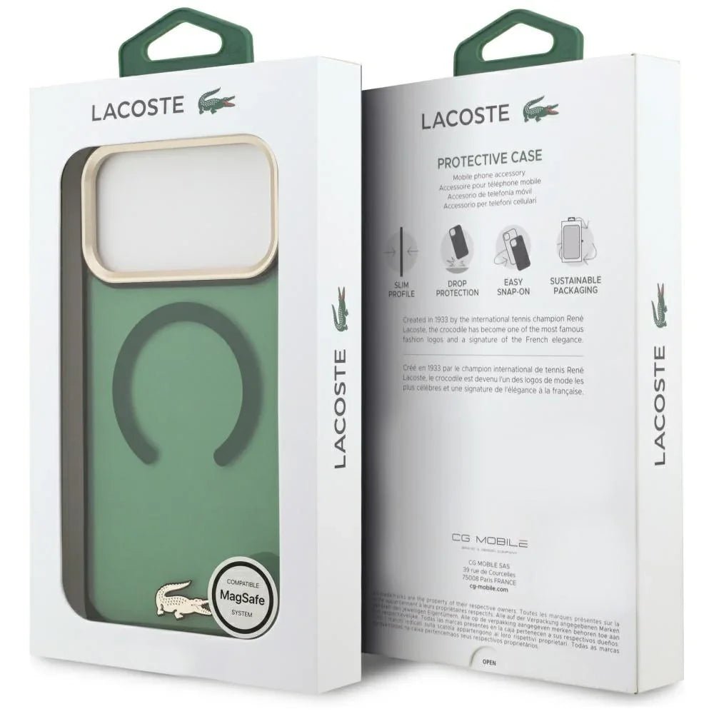 Lacoste iPhone 17 Pro Max - Shockproof Transparent Frosted Gold Logo MagSafe - Σκληρή Θήκη με Πλαίσιο Σιλικόνης - Sinople
