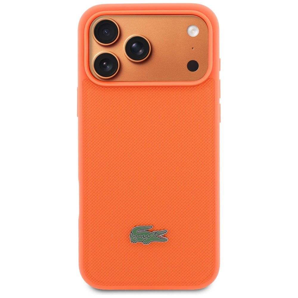 Lacoste iPhone 17 Pro Max - Σκληρή Θήκη με Πλαίσιο Σιλικόνης - Petit Pique Lacquer Logo MagSafe - Οrange