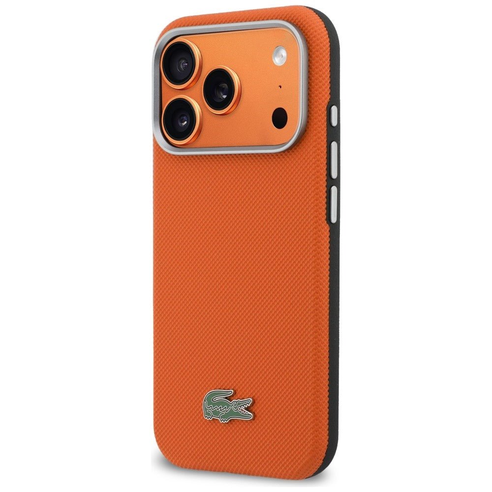 Lacoste iPhone 17 Pro Max - Σκληρή Θήκη με Πλαίσιο Σιλικόνης - Semi Wrap Petit Pique MagSafe - Orange