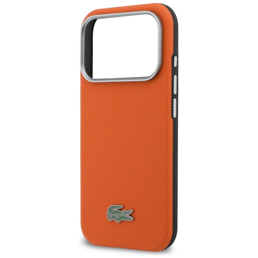 Lacoste iPhone 17 Pro Max - Σκληρή Θήκη με Πλαίσιο Σιλικόνης - Semi Wrap Petit Pique MagSafe - Orange