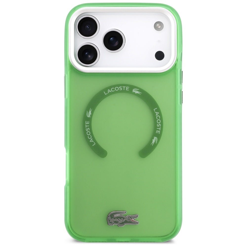 Lacoste iPhone 17 Pro Max - Σκληρή Θήκη με Πλαίσιο Σιλικόνης - Shockproof Transparent Frosted MagSafe - Green