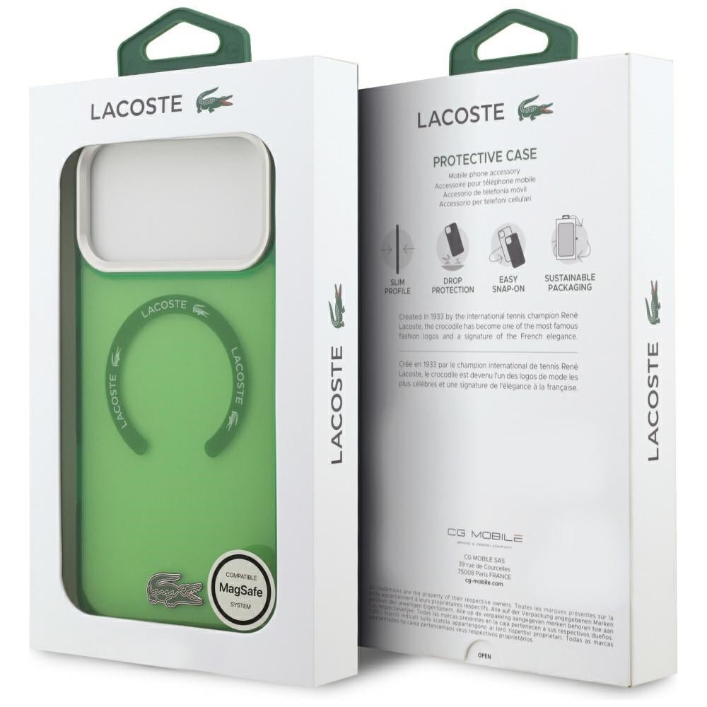 Lacoste iPhone 17 Pro Max - Σκληρή Θήκη με Πλαίσιο Σιλικόνης - Shockproof Transparent Frosted MagSafe - Green