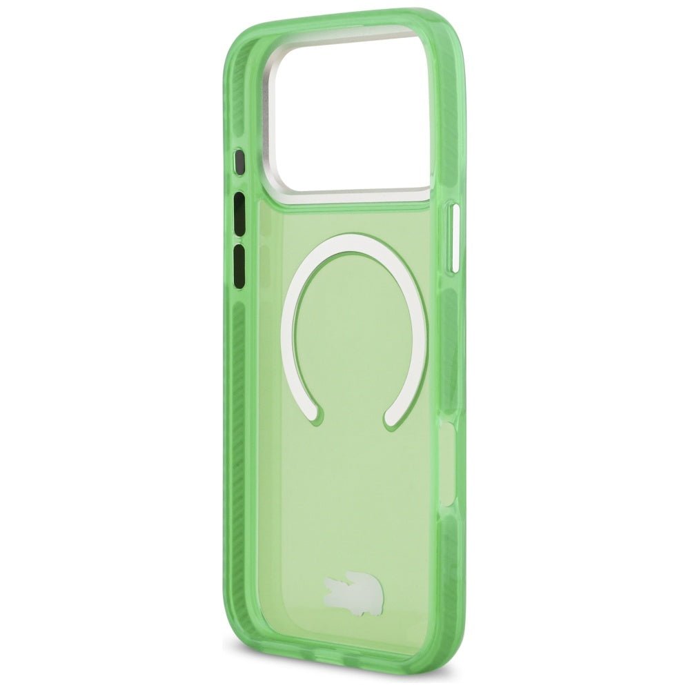 Lacoste iPhone 17 Pro Max - Σκληρή Θήκη με Πλαίσιο Σιλικόνης - Shockproof Transparent Frosted MagSafe - Green