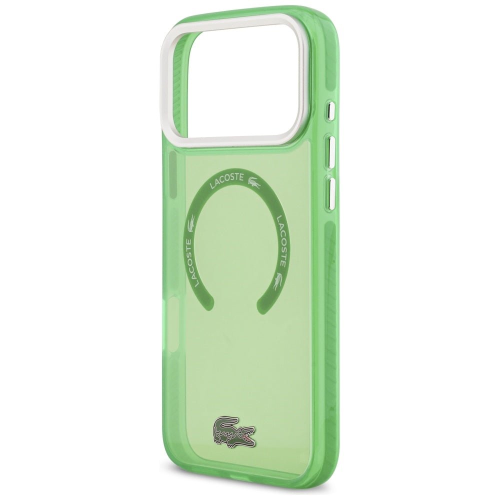 Lacoste iPhone 17 Pro Max - Σκληρή Θήκη με Πλαίσιο Σιλικόνης - Shockproof Transparent Frosted MagSafe - Green