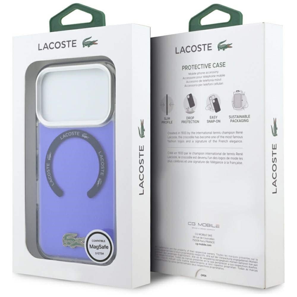 Lacoste iPhone 17 Pro Max - Σκληρή Θήκη με Πλαίσιο Σιλικόνης - Shockproof Transparent Frosted MagSafe - Marine