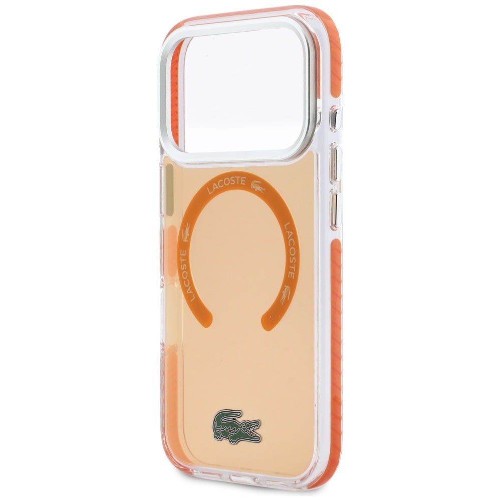 Lacoste iPhone 17 Pro Max - Σκληρή Θήκη με Πλαίσιο Σιλικόνης - Shockproof Transparent Frosted MagSafe - Orange