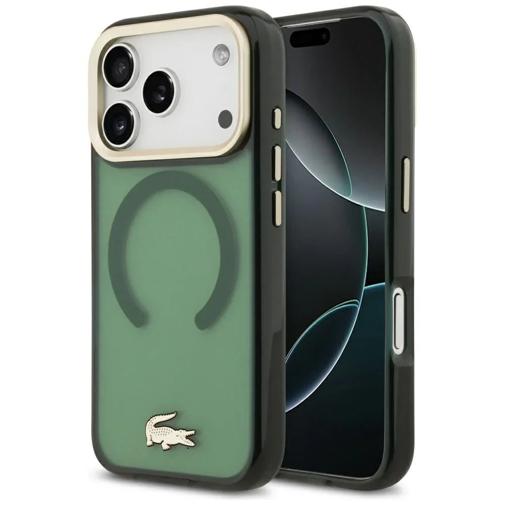 Lacoste iPhone 17 Pro - Shockproof Transparent Frosted Gold Logo MagSafe - Σκληρή Θήκη με Πλαίσιο Σιλικόνης - Sinople