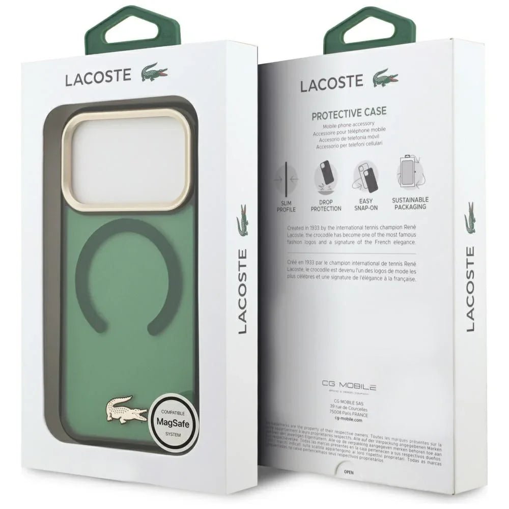 Lacoste iPhone 17 Pro - Shockproof Transparent Frosted Gold Logo MagSafe - Σκληρή Θήκη με Πλαίσιο Σιλικόνης - Sinople