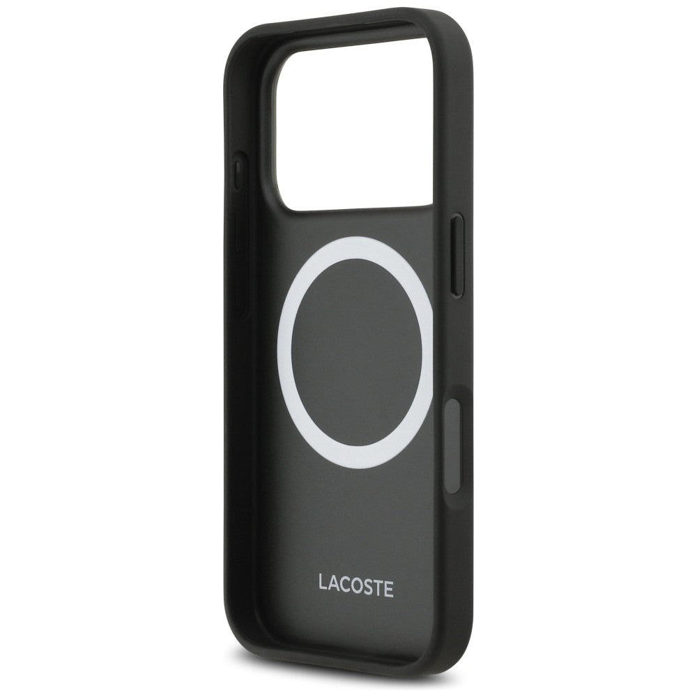 Lacoste iPhone 17 Pro - Σκληρή Θήκη με Πλαίσιο Σιλικόνης - Petit Pique Lacquer Logo MagSafe - Marine
