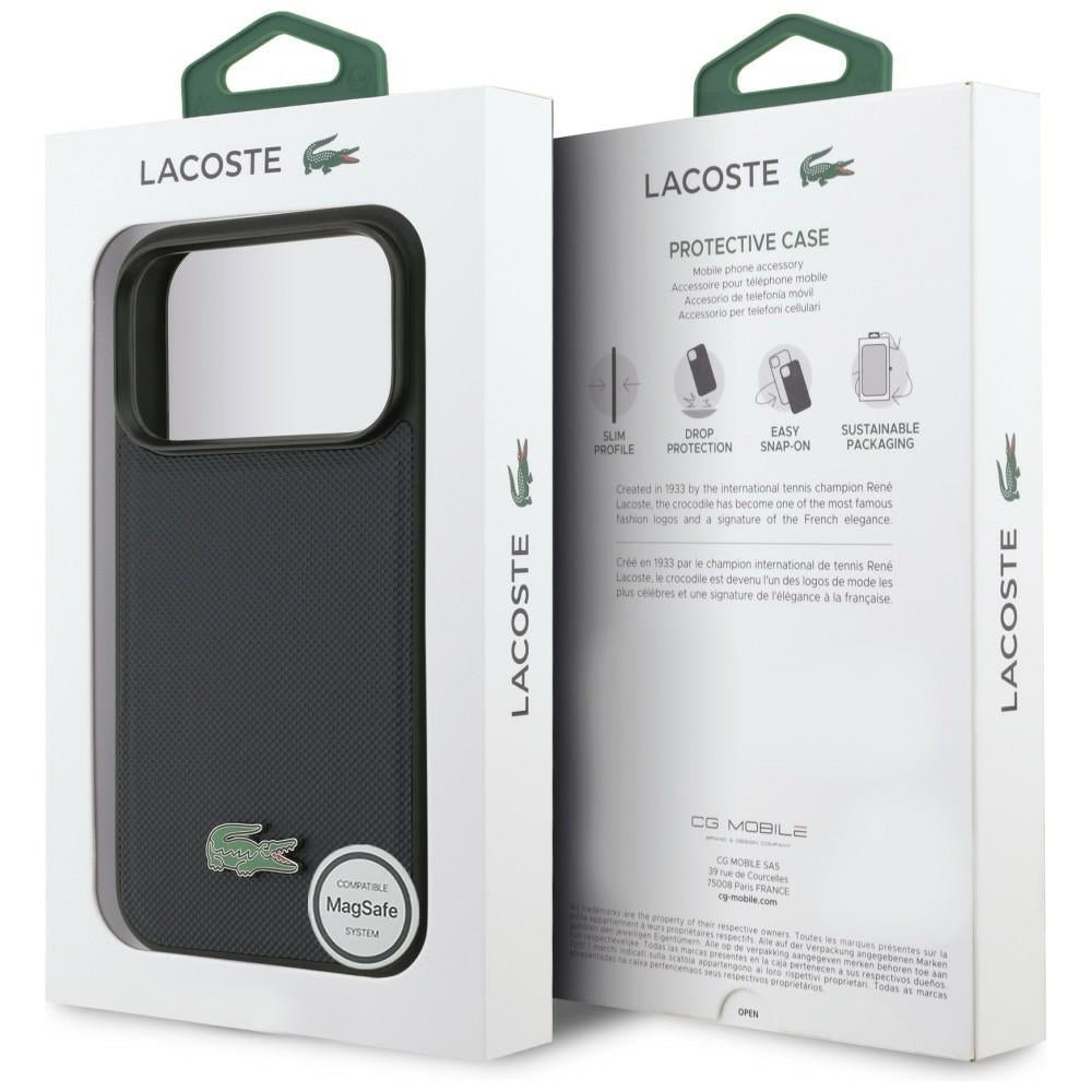 Lacoste iPhone 17 Pro - Σκληρή Θήκη με Πλαίσιο Σιλικόνης - Petit Pique Lacquer Logo MagSafe - Marine