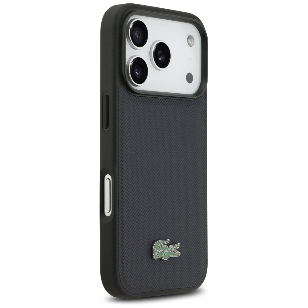 Lacoste iPhone 17 Pro - Σκληρή Θήκη με Πλαίσιο Σιλικόνης - Petit Pique Lacquer Logo MagSafe - Marine